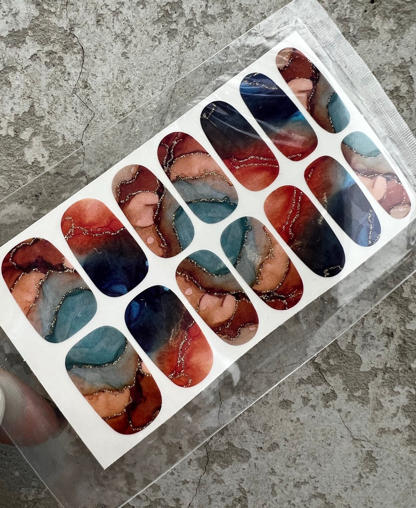 Nail design film-Orange marble