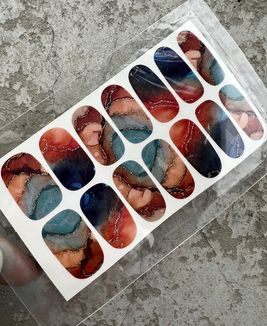 Nail design film-Orange marble